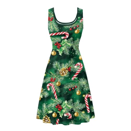 Image of Women Stylish Tank Dresses Sleeveless Round Neck Midi Casual Dress with Pocket for Summer