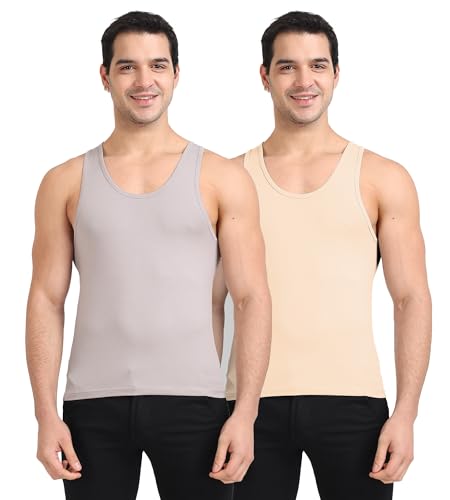 Image of Freecultr Cotton Vest for Men Sleeveless Lightweight Solid Round Neck Comfort Vest | Ultra-Soft Breathable Innerwear Sando for Gym, Sports, Workout, and Everyday Wear | Regular Fit and Durable Design