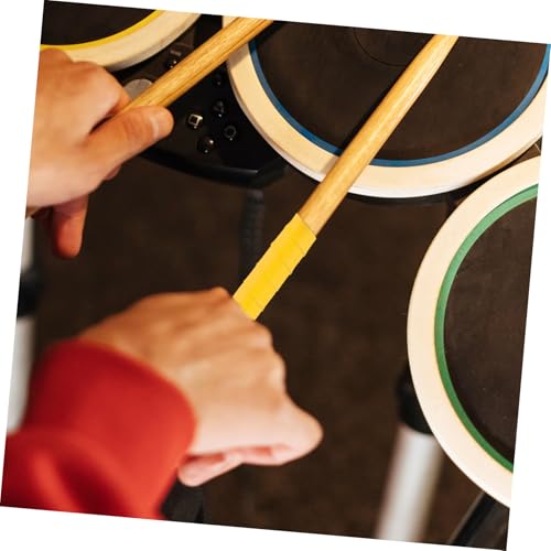 2 unidades de cintas antideslizantes para baquetas de batería electrónica, cubierta absorbente de sudor para agarre cómodo, fácil instalación, color amarillo miniatura 5