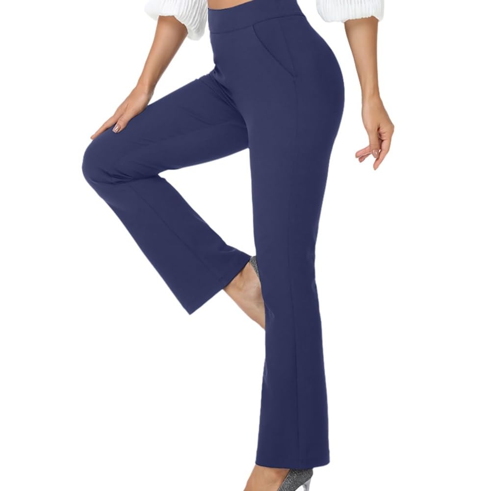 Generisch Damskie spodnie do garnituru, legginsy biznesowe, bootcut-Pull-On, joga, praca z kieszeniami