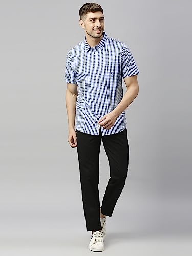 Image of Thomas Scott Mens | Half Sleeve Checkes | Printed | Slim Fit | 100% Cotton | Spread Collar | Shirts