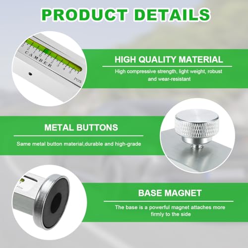Image of Adjustable Magnetic Gauge Tool, Camber Castor Strut Wheel Alignment Gauge with Magnetic Base, Universal Automotive Wheel Alignment Tool for Car Truck RV Tire Repair (White)