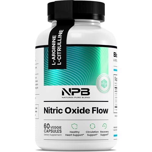 Nature's Pure Blend Nitric Oxide Supplements for Men – L-Arginine L-Citrulline – Heart Support & Flow Circulation Booster – 1500MG L Arginine and L Citrulline, Preworkout, Bodybuilding