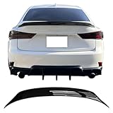 IKON MOTORSPORTS, Trunk Spoiler Compatible with 2014-2020 Lexus IS200t IS250 IS300 IS350 Sedan Only, AR Style Gloss Black ABS Plastic Add-on Rear Trunk Lid Spoiler Wing Lip 1Piece