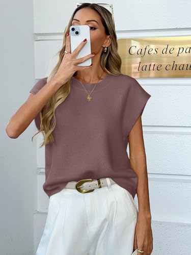 Image of GREAIDEA Womens Sleeveless Sweater Vest Crewneck Cap Sleeve Knit Tops Trendy 2026 Summer Spring Business Casual Shirts