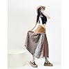 Women High Waisted Plaid Midi Skirts Patchwork Lon... #5