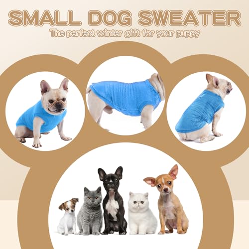 Hundepullover Hundemantel Fleece für Kleine Hunde Fleecemantel Hunde Fleece Pullover für Kleine Hunde Katzenpullover Fleecejacke Hundekleidung für Chihuahua Französische Bulldogge(Blue,S)