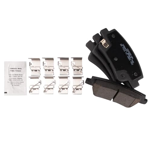 Image of TRQ Performance Rear Brake Pad and Rotor Set Ceramic Coated Drilled Slotted Compatible with 2021-2023 Hyundai Elantra