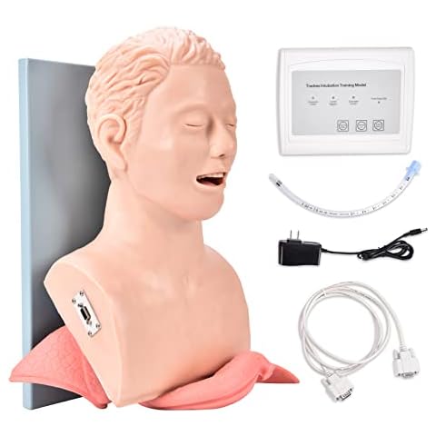 Bavnnro 110V Intubation Manikin Teaching Model,Oral Nasal Intubation Airway Management Trainer PVC Demo Cover