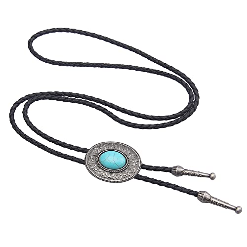 Image of GelConnie Native American Bolo Tie Rodeo Cowboy Leather Necktie Western Necklace Costume Accessories for Men,Women