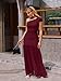 LAGSHIAN Women's Elegant Formal Long Dress One Shoulder Sleeveless Ruched Bodycon Evening Dress WineRed