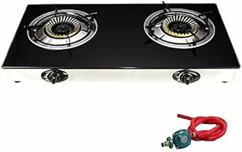 Propane Cooktop Deluxe Propane Gas Range 2 Burner Stove Tempered Glass Cooktop Auto Ignition 2-in-1 Gas Camping Stove Portable Propane Grill/stove Burner - Foto 2