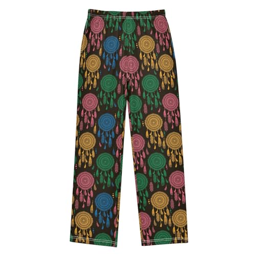 ZZXXB Colorful Dream Catchers Boys Long Pants Soft Trousers Elastic Waist Kids Lounge Bottoms with Pockets S-XL