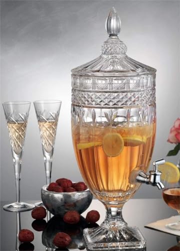 Image of Glass Dispenser with tap-Glass Cold Water Mason Jar | Beer Dispenser | Drink Dispenser | Mason Jar | Glass Pitcher with tap | Spigot and Steel lid | Water Pitcher for Detox Water (Color 26)