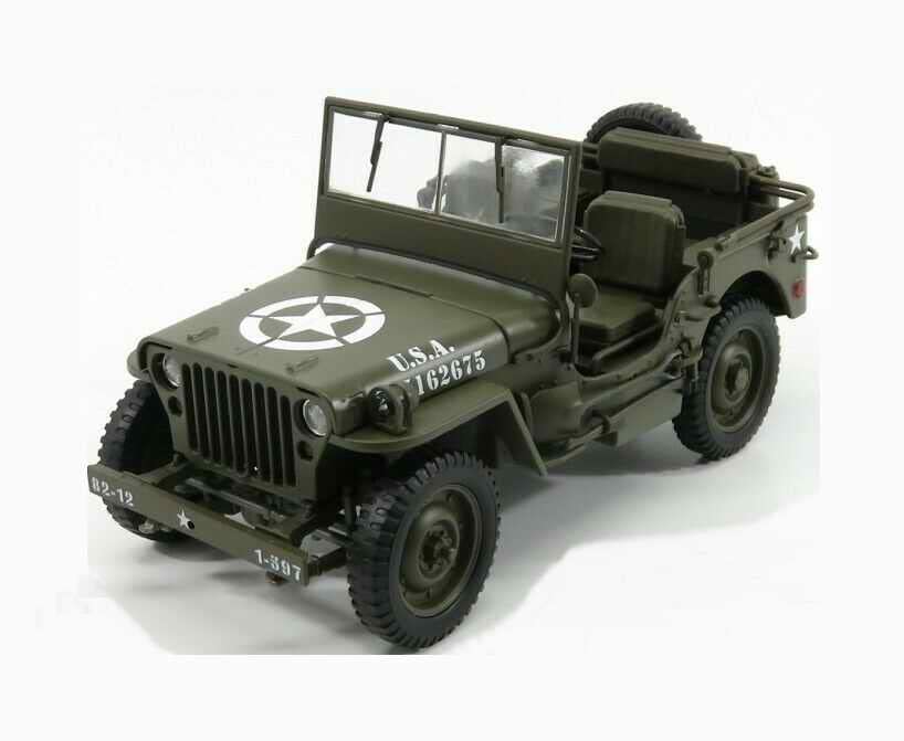 SAST Jeep Willys Ouverte US Army 1/18 en Métal D-Day Opération Overlord