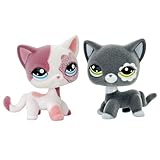 2pcs Custom-Made Flocked Animal Figure Fuzzy Collie Great Dane Dachshund Cocker Spaniel Dog Short Hair cat Old Pet Shop Toy Birthday Party Favor Compatible with LPS Toys (#2249 and 2291)