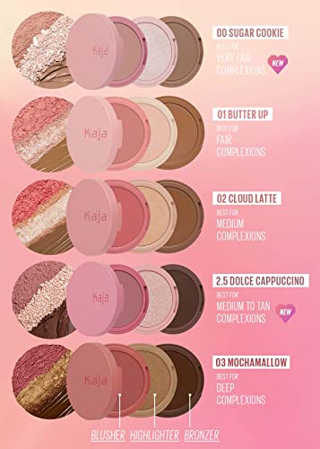 Kaja 3-In-1 Blendable Sculpting Trio - Play Bento 2.5 Dolce Cappuccino + Multi-Purpose Liquid Eyeshadow & Blush - Whipped Dream 03 Rose Macaron, 0.17 Oz Bundle #TOP2