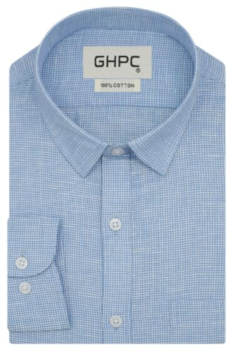 Image of GHPC 100% Cotton Pin Checked Full Sleeves Regular Fit Shirt for Man