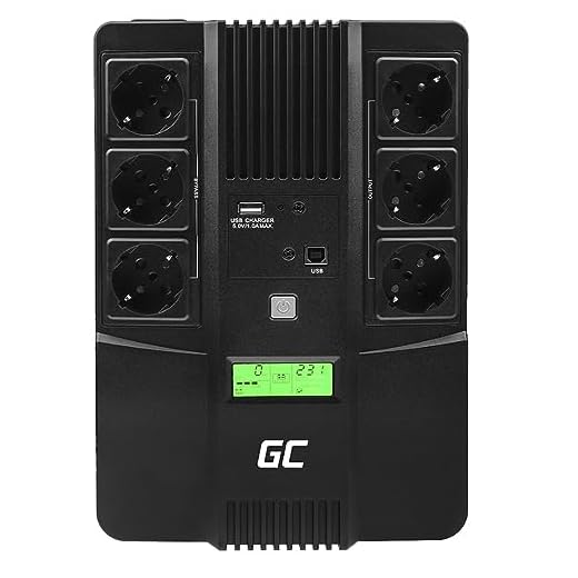 Green Cell® SAI Sistema de alimentación ininterrumpida UPS Potencia 600VA (360W) 230V Fuente de alimentación Continua Line Interactive senoidal AVR USB/RJ45 6X Schuko Tomas con Pantalla LCD