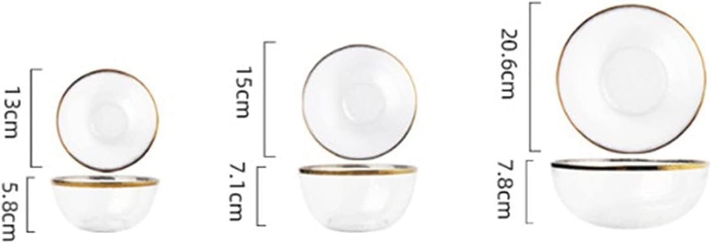 Schüssel, Glasschalen, Glas-Gold-Inlay-Rand, Obst-Reis-Salatschüssel(Large)