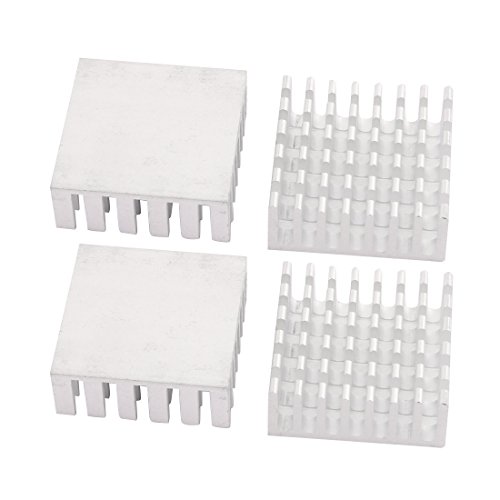sourcingmap 4Pcs 25mm x 25mm x 10mm Aluminum Heatsink Heat Diffuse Cooling Fin Silver Tone