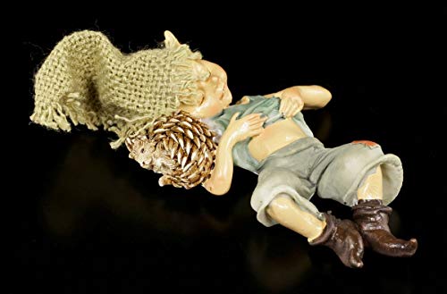 Figurine pixie kobold avec hérisson : nain de jardin et gnome déco - 2