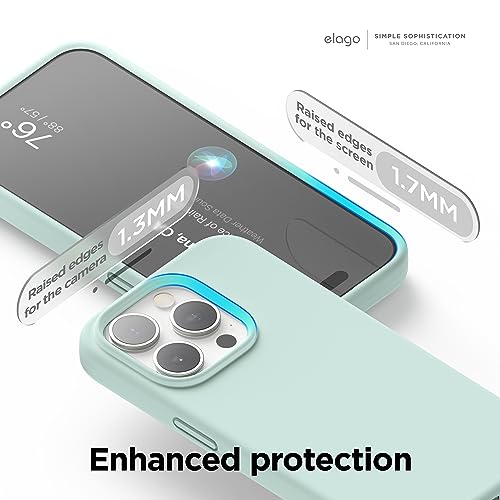 Image of elago Compatible with iPhone 15 Pro Case, Liquid Silicone Case, Full Body Protective Cover, Shockproof, Slim Phone Case, Anti-Scratch Soft Microfiber Lining, 6.1 inch (Mint)