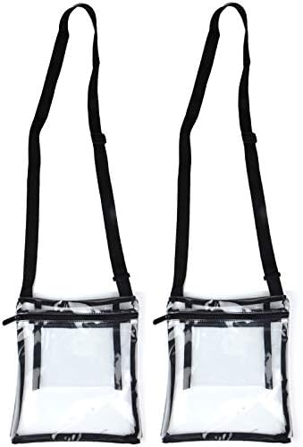 Youngever Clear Cross-Body Purse, Stadium Approved Clear Vinyl Bag, Adjustable Cross-Body Strap, Extra Inside Pocket (Pack of 2)