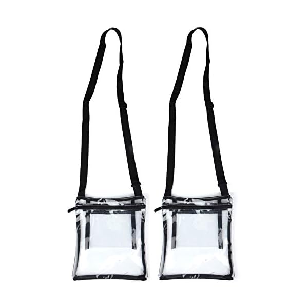 Youngever-Clear-Cross-Body-Purse-Stadium-Approved-Clear-Vinyl-Bag-Adjustable-Cross-Body-Strap-Extra-Inside-Pocket Youngever Clear Cross-Body Purse, Stadium Approved Clear Vinyl Bag, Adjustable Cross-Body Strap, Extra Inside Pocket (Pack of 2)