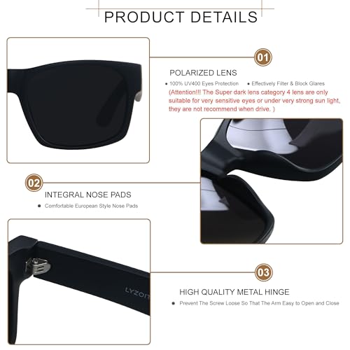 LYZOIT Extra Large Sunglasses for XL Big Wide Heads Mens Polarized XXL Oversized Square Sun Glasses4