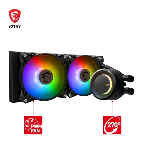 Image of MSI MAG CORELIQUID E240 AIO CPU Liquid Cooler - Enlarged Copper Cold Plate, ARGB Blockhead & FDB Fans, Dual-Chamber Water Block, Split-Flow Radiator, Mystic Light Supported - AMD & Intel Compatible