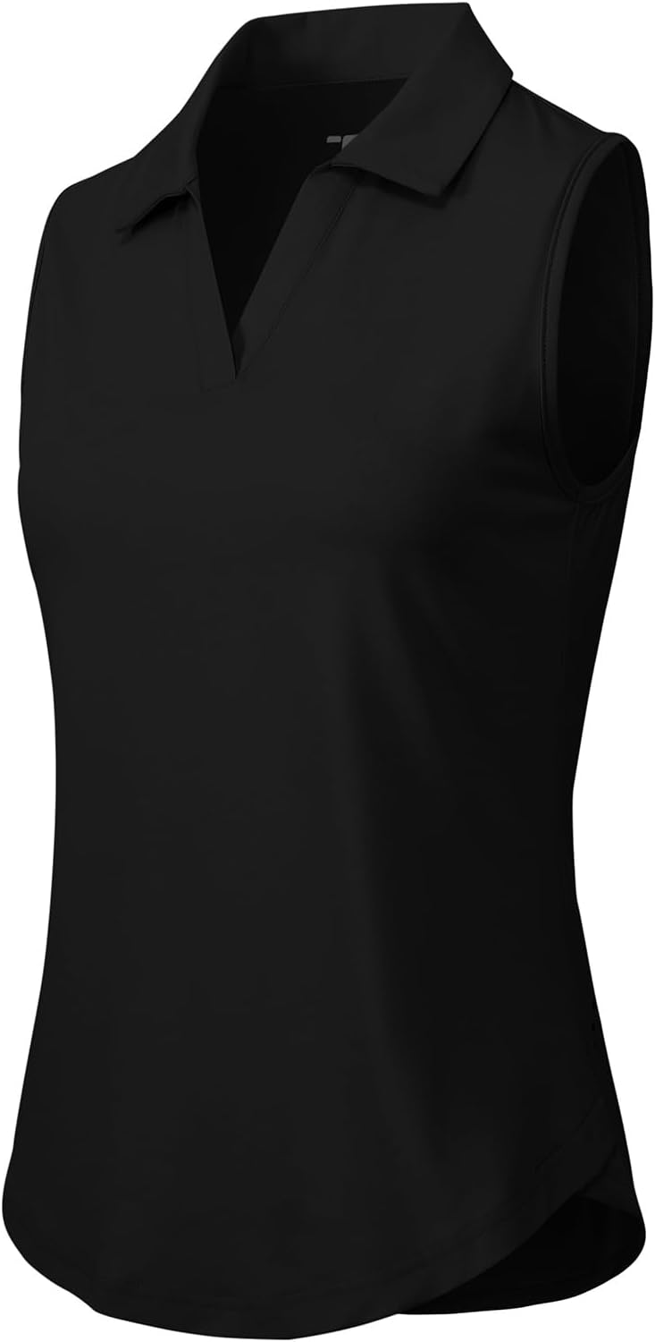 Rdruko Women's Sleeveless Golf Shirts Collared V-Neck Tennis Tank Tops Polo UPF 50+ Lightweight Quick Dry Shirts