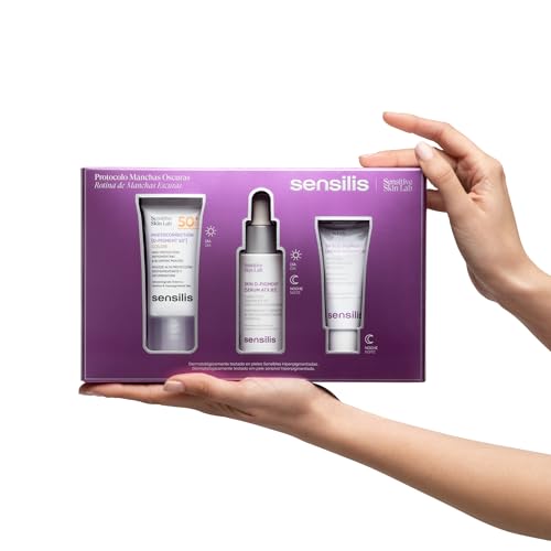 Sensilis - Pack Skin D-Pigment, Sérum 30 ml, Crema 15 ml y Protector Solar SPF50+ 15 ml, Previene, Reduce, Ilumina y Protege, Apto para Pieles Hiperpigmentadas