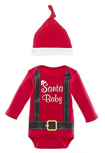 Ganz Santa Baby Santa Claus Baby Onesie and Cap Red