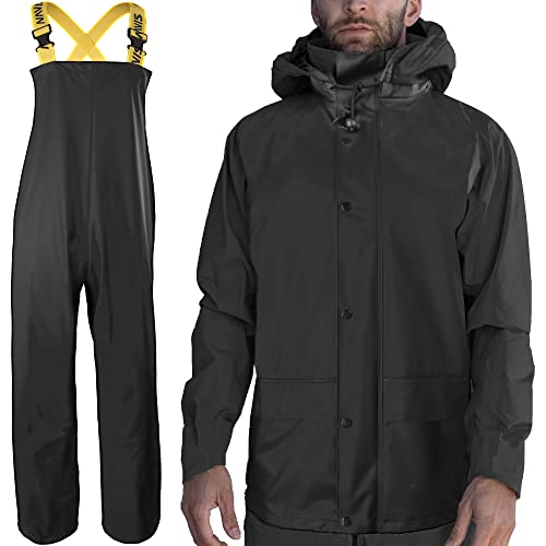 Waterproof Rain Jacket Pants with Hood for Men Women Rain Suits Foul