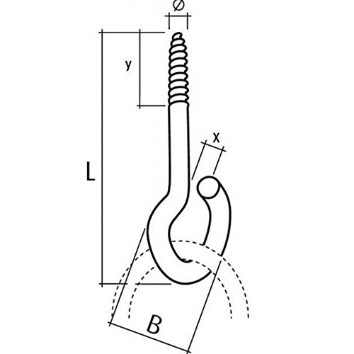 2x Schraubhaken 14 x 1 x 4.3 centimetres Deckenhaken Lang mit Holz-Gewinde Stahl verzinkt Sicherheits-Schaukelhaken Belastbarkeit max. 160kg