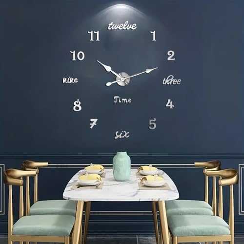 Modern Frameless Large Wall Clock Battery Operated 3 D Mirror Big DIY Decorative Wall Clocks for