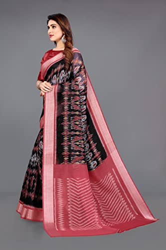 Image of MIRCHI FASHION Women Saree Cotton Blend 2-Tone Foil Print | Lightweight Comfortable Office Wear Sari with Blouse Piece