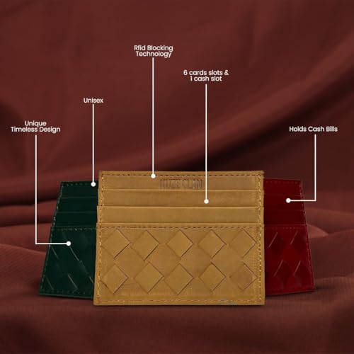 Premium Nappa Leather Card Holder Wallet - Minimalist RFID Blocking Design with 6 Card Slots & Cash Slot - Unisex Expert Craftsmanship, Ideal Gifts for Men & Women, Wallet for Men (Red Wine)4