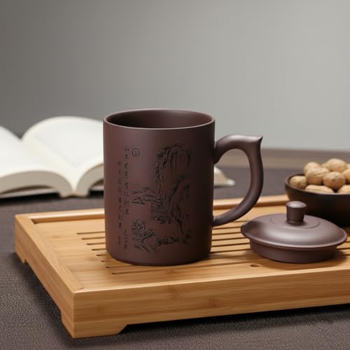 Taza de té de barro púrpura con tapa 16 oz estilo yixing miniatura 4