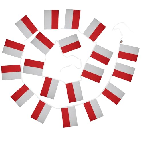Image of AZ FLAG Poland 6 meters BUNTING Flag 20 flags 9'' x 6'' - Polish STRING flags 15 x 21 cm