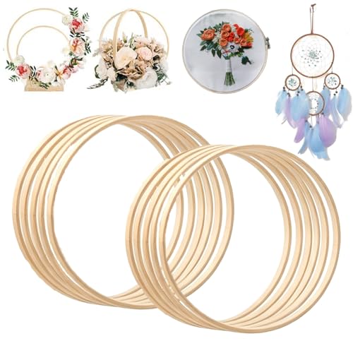 Anillos de bambú natural TSWNG aros resistentes que no se deforman al tejer macramé