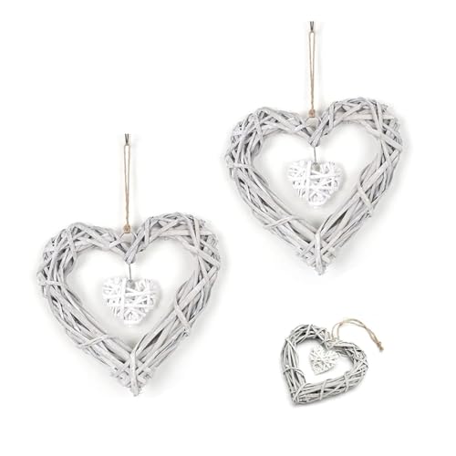 2 Stück Herz Rattan Anhänger, Weidenkranz Herz Rattan Anhänger,...