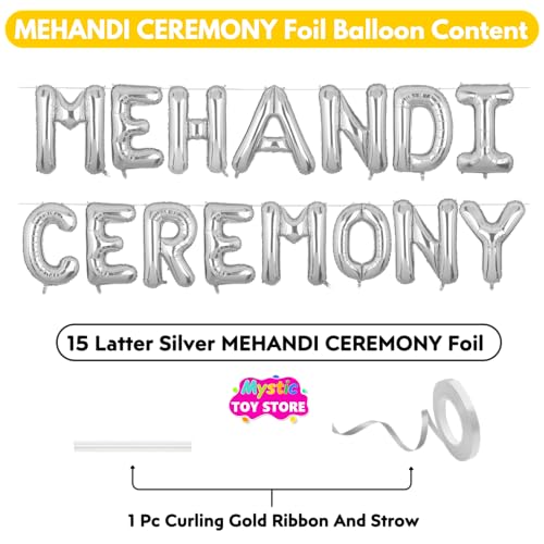 Image of Mehandi Ceremony Banner Silver for Wedding Home Boys Girls Men Women Foil Balloon Decoration Decor Celebration Silveren
