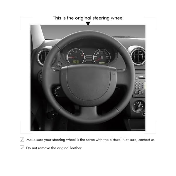 MEWANT Steering Wheel Covers for Fiesta MK6 2002-2008 Fusion 2002-2012 Transit Connect 2002-2013 Hand-Stitched Suede Leather Steering Wrap - Image 5