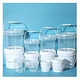 ZZDZW 10 Cubo Plástico Uso Alimentario Transparente/Blanco Bote Almacenamiento Con Asa Recipientes Cocina Barriles 150ML-10L Tarrinas De Plastico Con Tapa(Clear Round 2L (15x14cm))