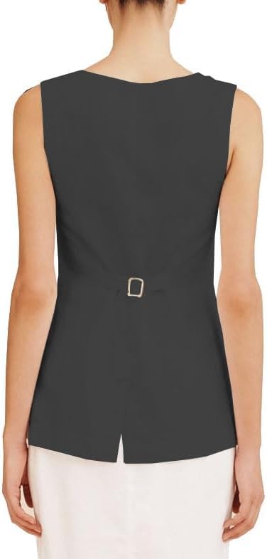 Melliflo Womens Summer Long Linen Vest Casual Sleeveless V Neck Button Down Tops Casual Summer Vest with Pocket3