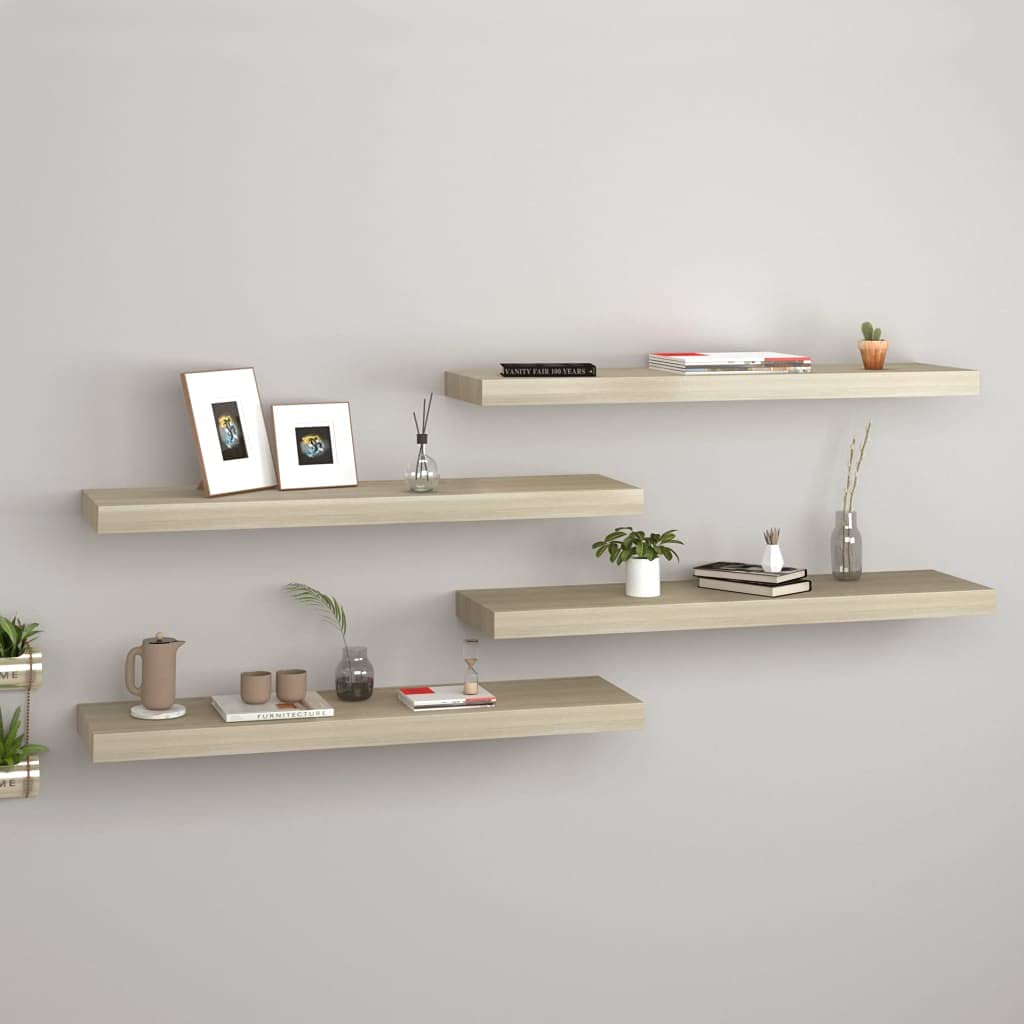 Floating Wall Shelves 4 pcs Oak 31 5x9 3x1 5 MDF Utilize alt tags in images to describe