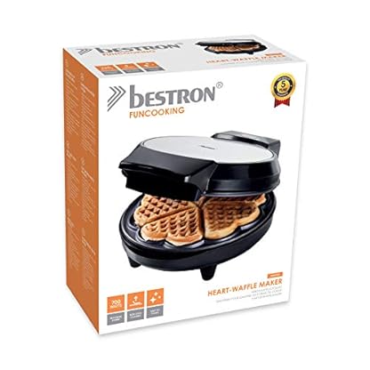 Bestron Waffeleisen für klassische Herzwaffeln, Waffelmaker mit Backampel & Antihaftbeschichtung, 700 Watt, Farbe:Schwarz – Bild 7