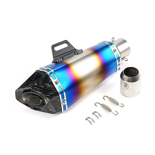 Aumotop 1.5-2in Inlet Motorcycle Exhaust Muffler Pipes Slip on Silencer Carbon Fiber Style Tail Tube High Temperature Resistant for Motorcycle ATV Dirt Bike